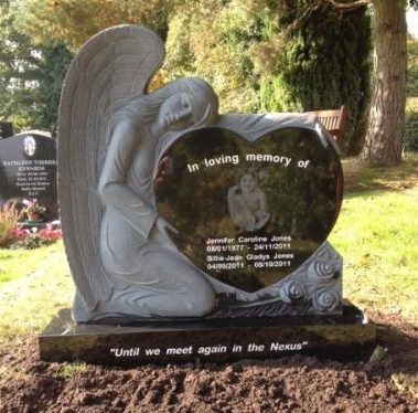 Angel Heart Headstone Laser Etched headstone UK bespoke memorials